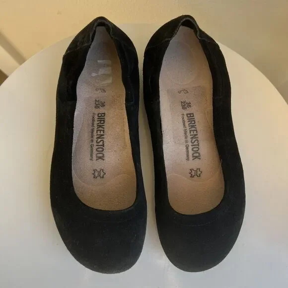 Birkenstock Celina Black Suede Hidden Wedge Ballet Flat Size EU 36 - Picture 3 of 10